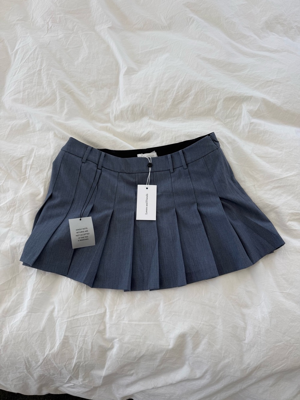 Lovers + Friends Navy Pinstripe Pleated Mini Skirt